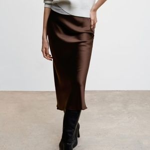 Mango Midi satin skirt NWT